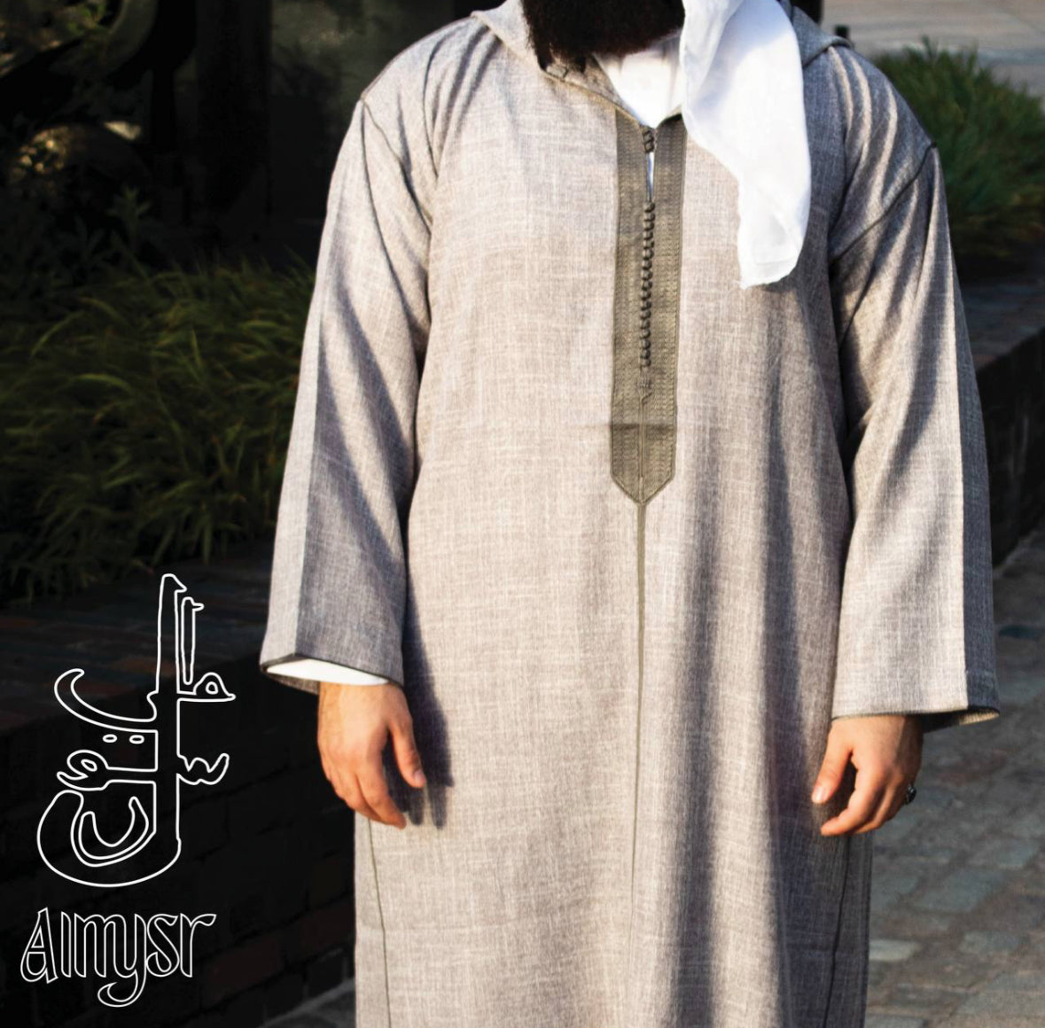 Grey Premium Hooded Moroccan Djaleba