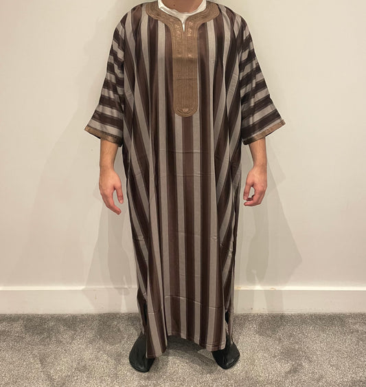 Striped brown moroccan thobe