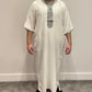 White silver moroccan thobe
